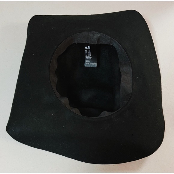 H&M Black Brimmed Belted Floppy Hat Sun Summer Cap Size L 🖤 #whimsygoth #goth - Picture 3 of 4